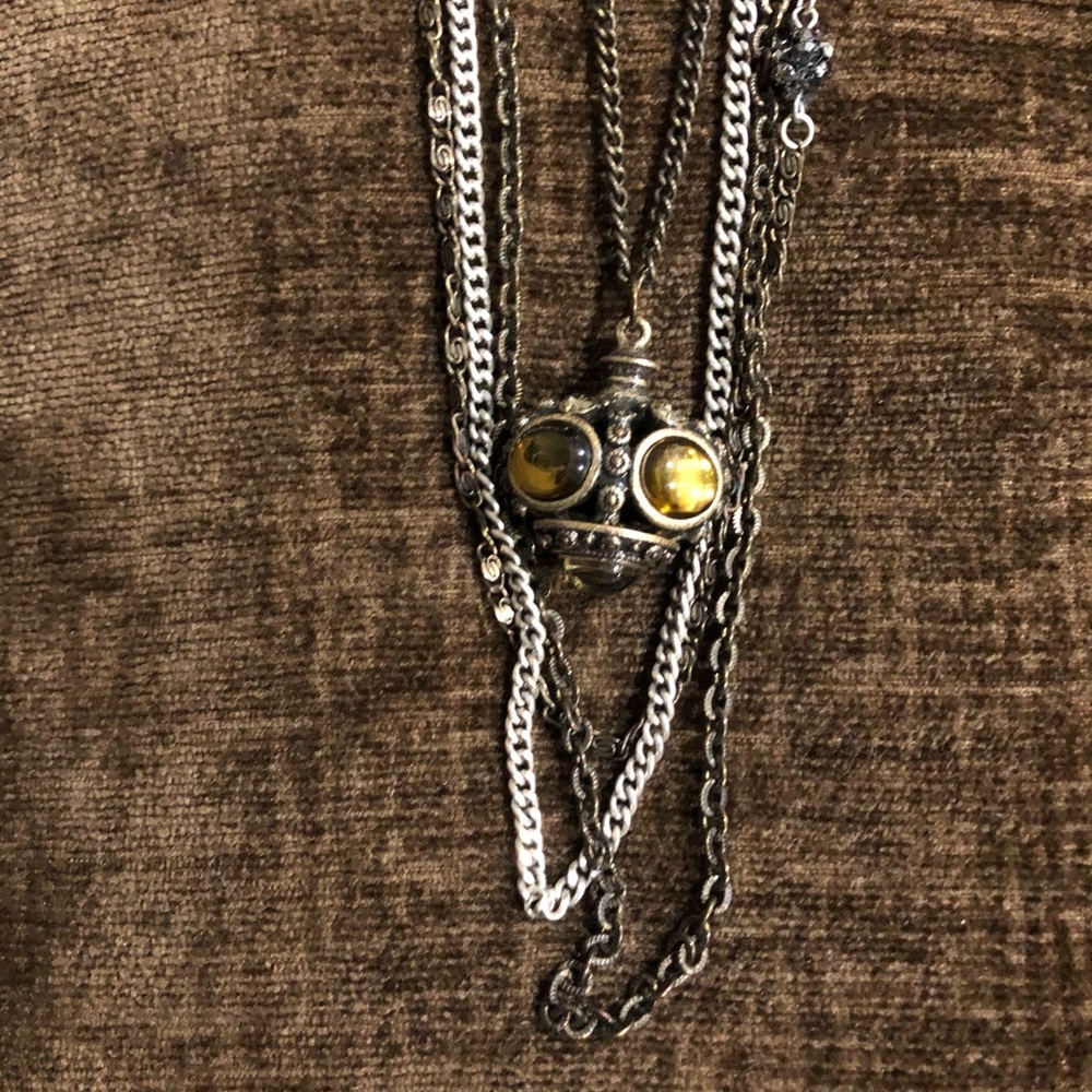 Antique Gold & Silver Tone Bejeweled Necklace